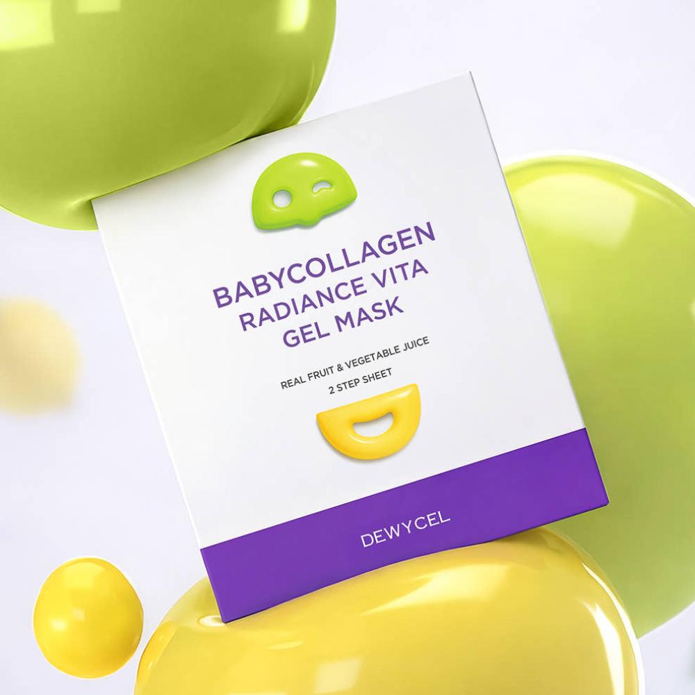 DEWYCEL Baby Collagen™ Radiance Vita Gel Mask 4 Sheets Hydrogel Lifting Sheet Mask for Youthful Glowing Skin