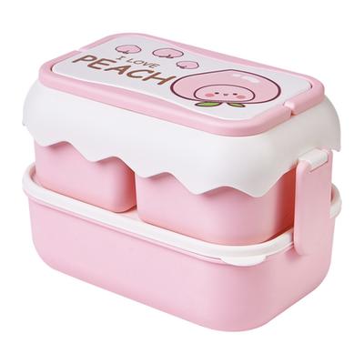 Schattige Draagbare Studenten Lunchbox Magnetronbestendig Kinderen Cartoon Bento Box Onafhankelijke Compartimenten Lunchcontainer