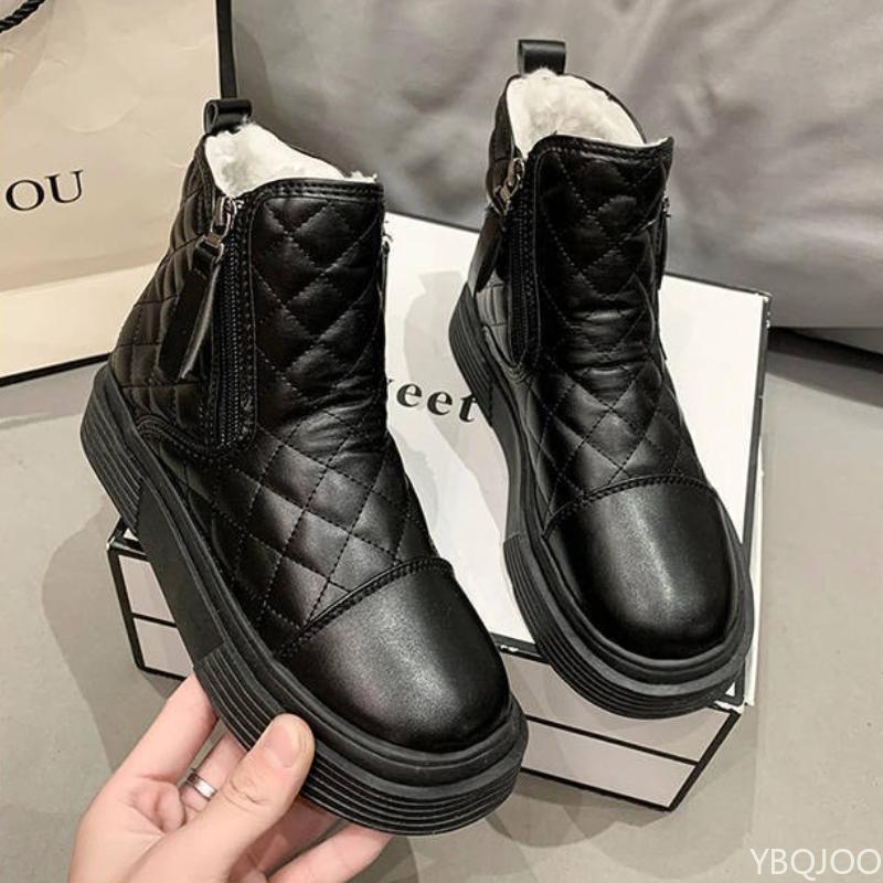 Fashion Women's winter new waterproof anti slip flat bottom short boots thickened warm simple comfortable women's snow boots