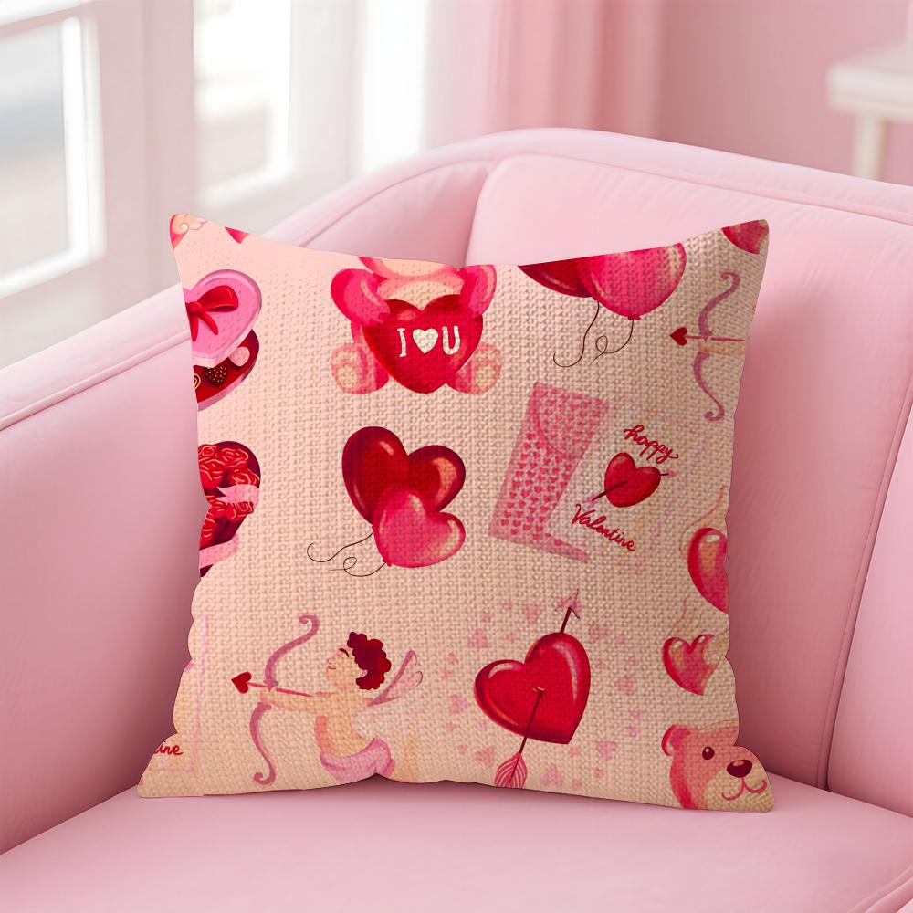 Love INS Cushion Cover Natural Linen Pillow Case DoubleSided Print Decorative Sofa Pillowcase Home Decor Gift