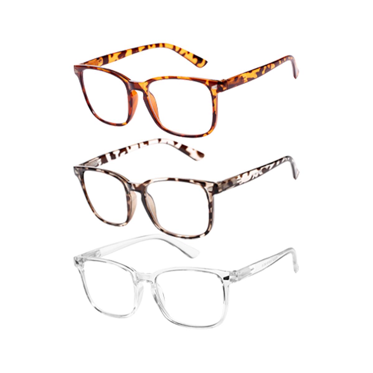

3pcs Blue Light Blocking Anti-Fatigue Reading Glasses Men and Women Anti-Ultraviolet Spring Hinge HD Reader 1.0