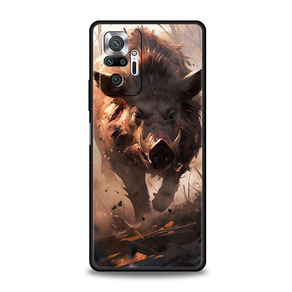 Wild Boar Phone Case Cover for Redmi 14C 10C Note 15 14 13 12 10 11 K40 Pro Plus 5G Soft TPU Shockproof Shell Fundas Capas Coque