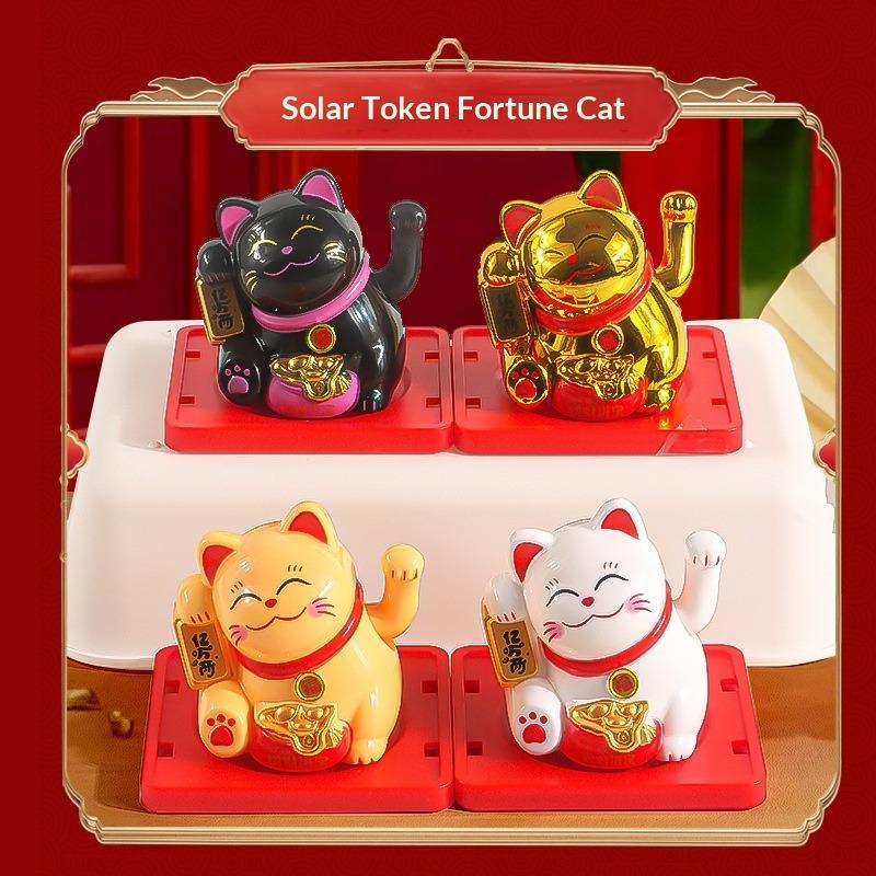 Gatto Portafortuna Solare Che Saluta Automaticamente Gatto Ricco Decorazione Desktop Casa Bancone Cassa Ornamento per Auto