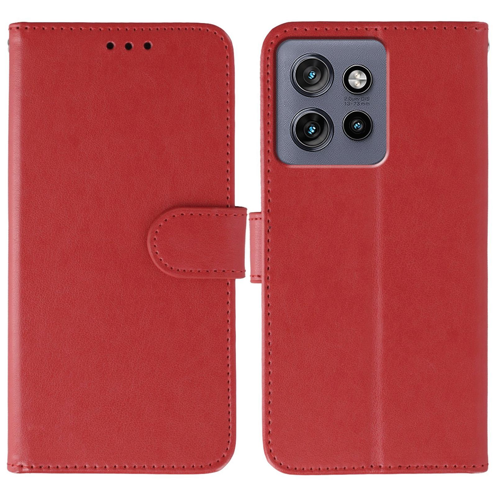 

Phone Case For Motorola Edge 50 Neo 5G/Moto S50 5G/ThinkPhone 25 5G PU Leather Flip Wallet Cover with Strap Red