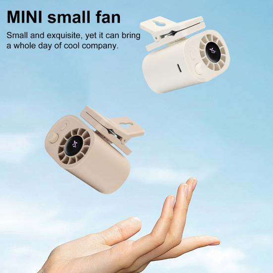Clip-on Mini Fan 360 Degrees Rotating LED Display Speed Adjustable Desk Fan USB