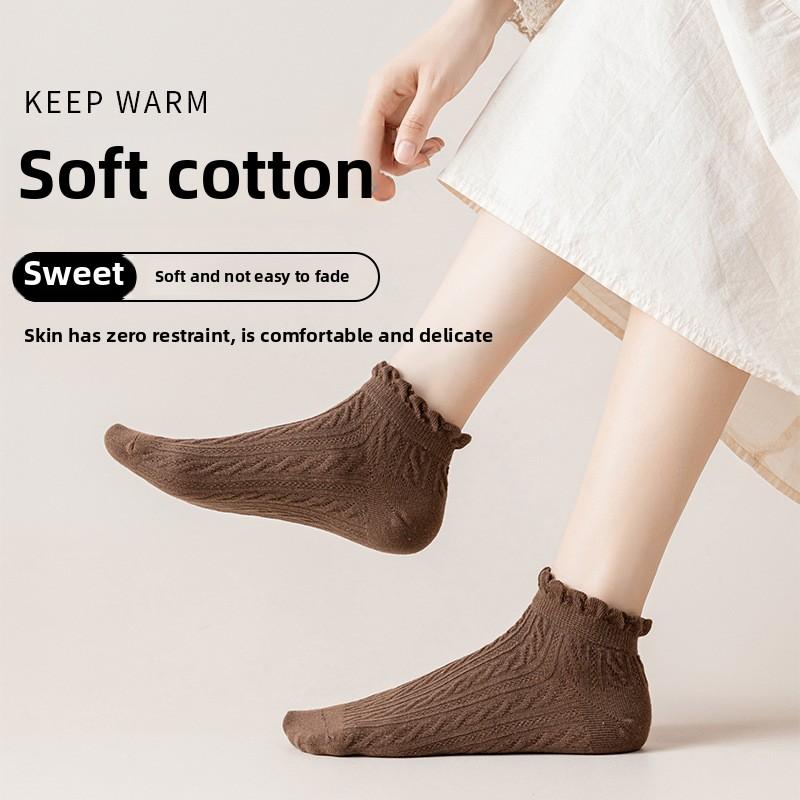 5 Pairs of Women's Summer Thin Retro Pure Cotton Twist Sports Socks