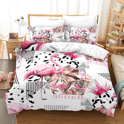 Rosa Flamingo Bettwäsche Set Einzelbett Twin Full Queen King Size Flamingo Bettset Aldult Kind Schlafzimmer Bettbezug Sets 3D Anime 013