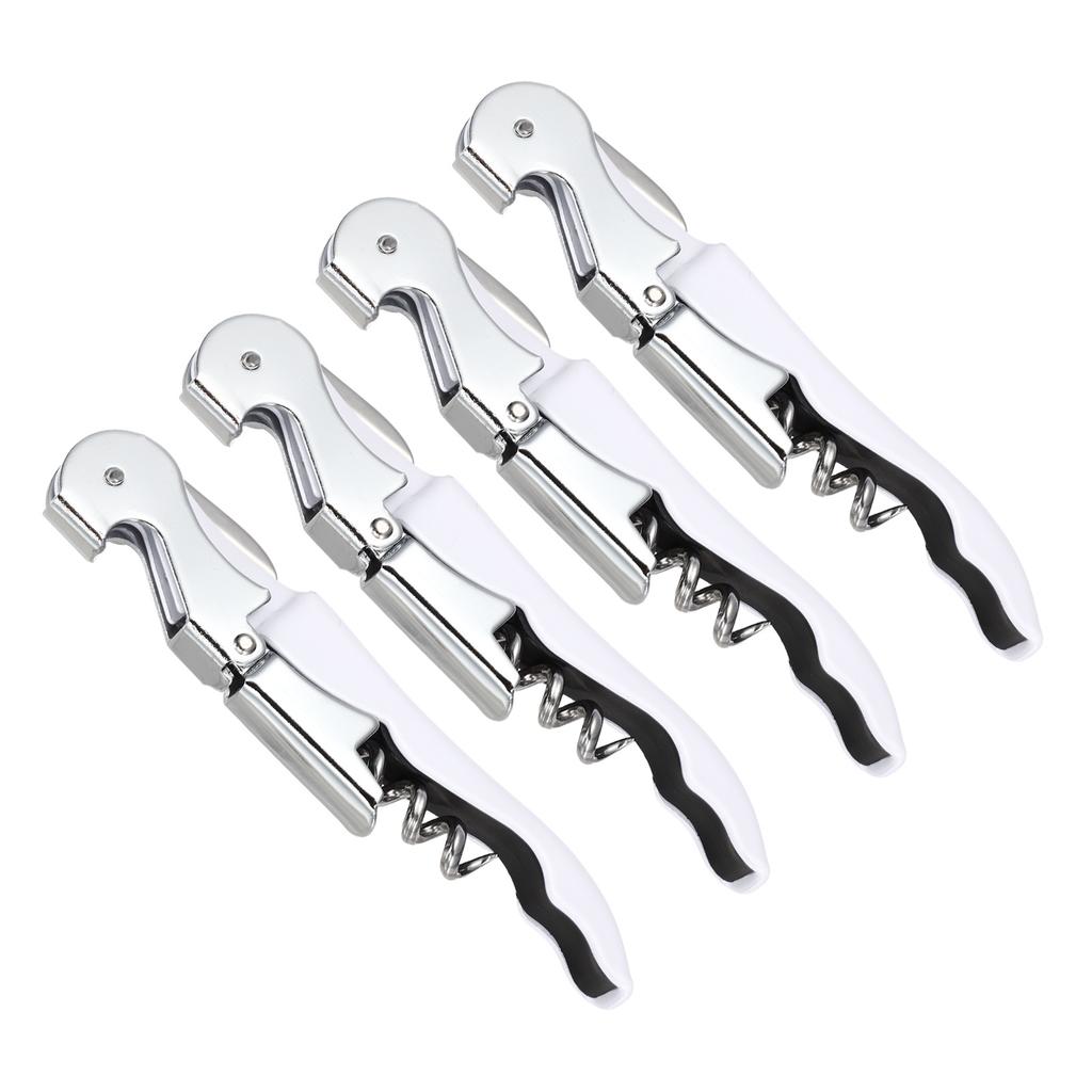 2/4 Stück Professioneller Kellnerkorkenzieher Edelstahl-Weinschlüssel mit ergonomischem Holzgriff Bierflaschenöffner und Folienabschneider