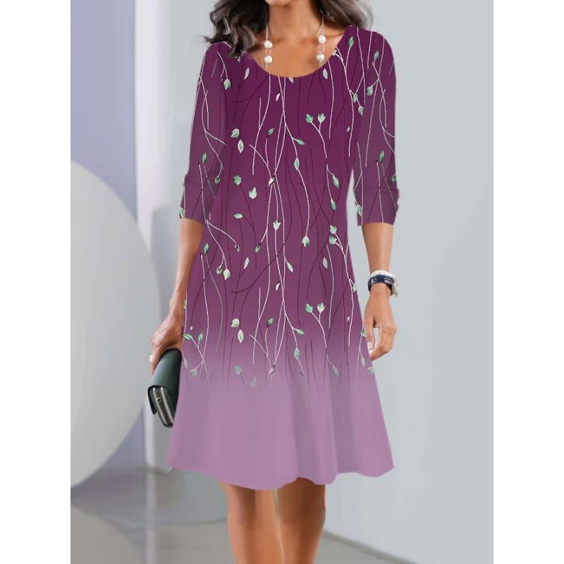 QICED Fashion Summer Spring  Short Sleeve O-Neck Casual Dresses