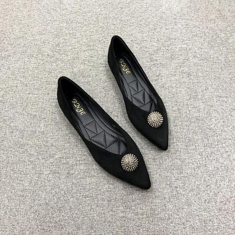 Fashion Green Pointed Toe Low Heel Elegant Shoes for Woman 2024 Black Moccasins Women's Summer Footwear Normal Leather Casual Chic Point
