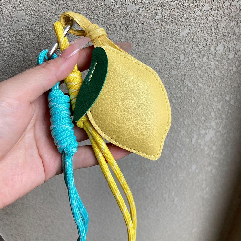 Bag Charm Lemon Leather Cartoon Fruit Pendant Charm Plush Bag for Women Girls