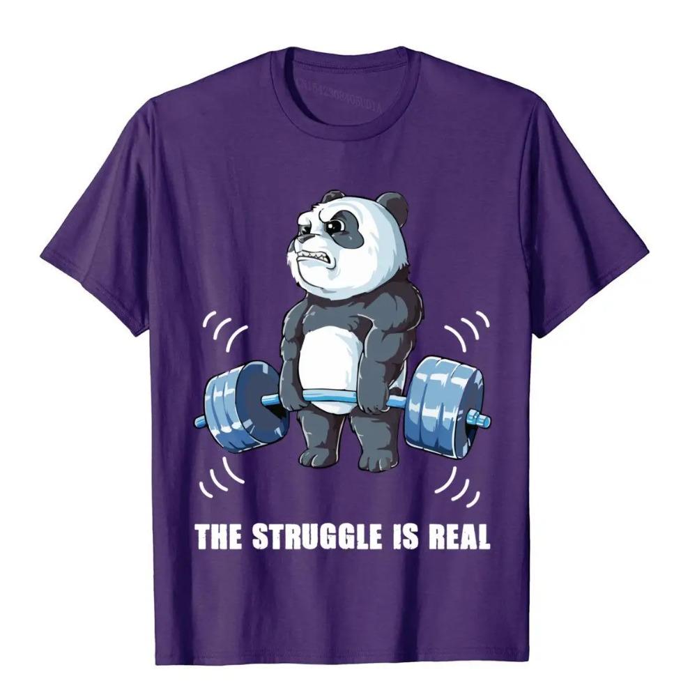 The Struggle Is Real Panda Funny Sweatshirt Beach Cotton Men Tops Tees Preppy Style Wholesale T Shirts Kawaii