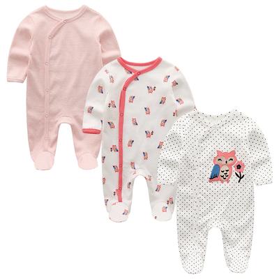 Newborn Baby Girls Clothes Full Sleeve Romper Cotton 3Pcs Toddler Clothing