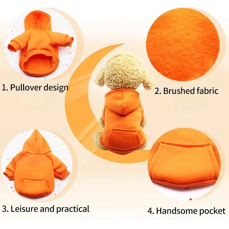 Winter Pet Dog Clothes Hoodies Warm Sweater with Pockets Coat Outfit Puppy Jacket Cotton Pet Costume Chihuahua Sweatshirt Perro