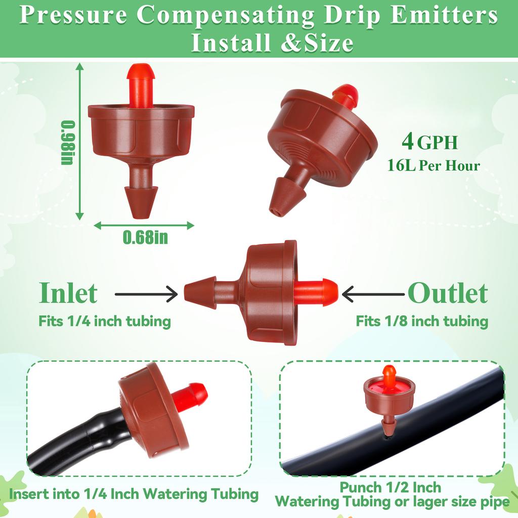 50Pcs 12L16L Steady Flow Dripper Pressure Compensation Drip Emitters Garden Agriculture Greenhouse Drip Irrigation Nozzle