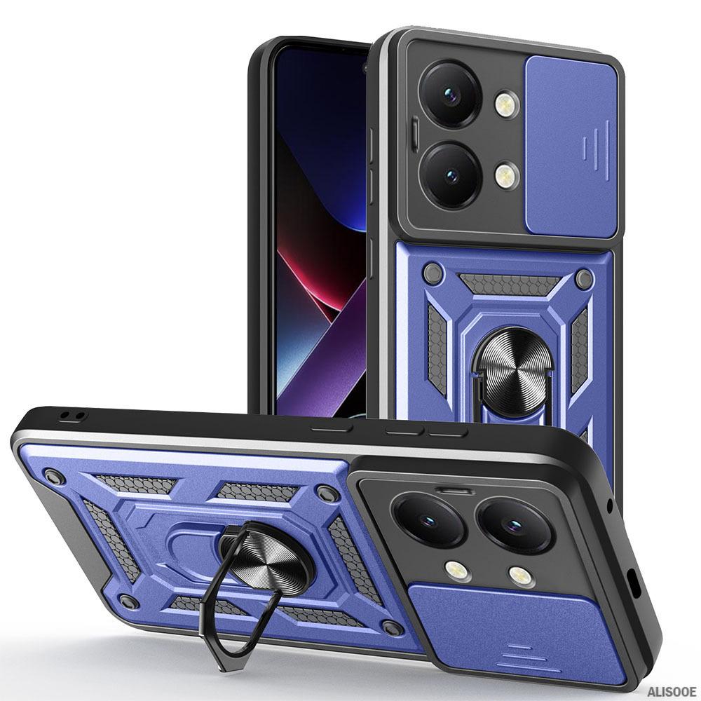 Capa for POCO X8 Pro Max X7 Pro X6 Case Armor Slide Camera Lens Protection Cover for Xiaomi POCO X7 Ring Stand Shockproof Funda