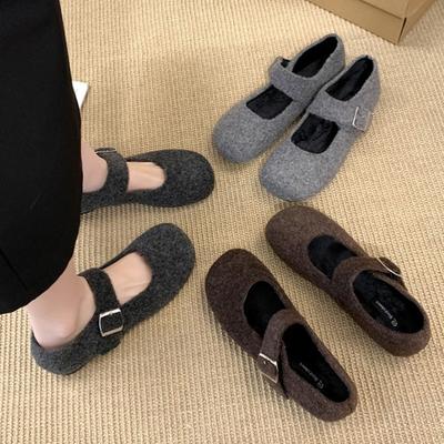 Vintage Warme Baumwoll-Mary-Jane-Schuhe für Damen Komfort Runde Zehenpartie Weiche Sohle Schuhe Outdoor Fleecegefüttert Omas Schuhe Frühling Herbst