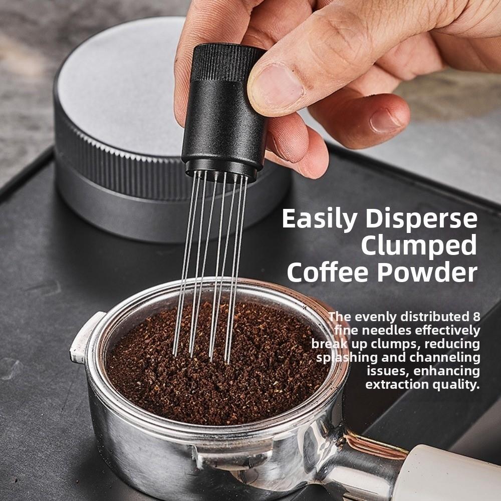 Magnetic Coffee Espresso Stirrer 8 Needles Anti Slip Handle Italian Coffee Cloth Powder Needle Stainless Steel Portable