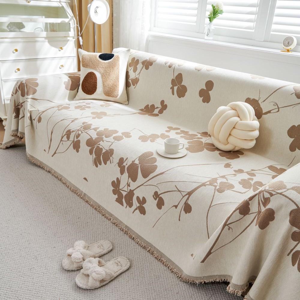 Fish Print Blanket Single Four Season Chenille Sofa Cover Dust Anti-cat Scratch Protection Cover Sofa Leaf Blanket Mat
