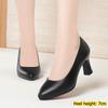 Professional Commuter Shoes, Mid-to-high Heels, Versatile Formal Leather Shoes, Women's Black Work Shoes