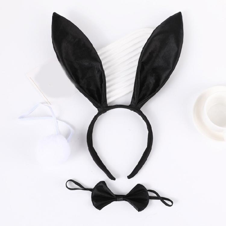 Plush Rabbit Ear Shape Headband Tail & Bowtie Carnival Party Costume Supplies