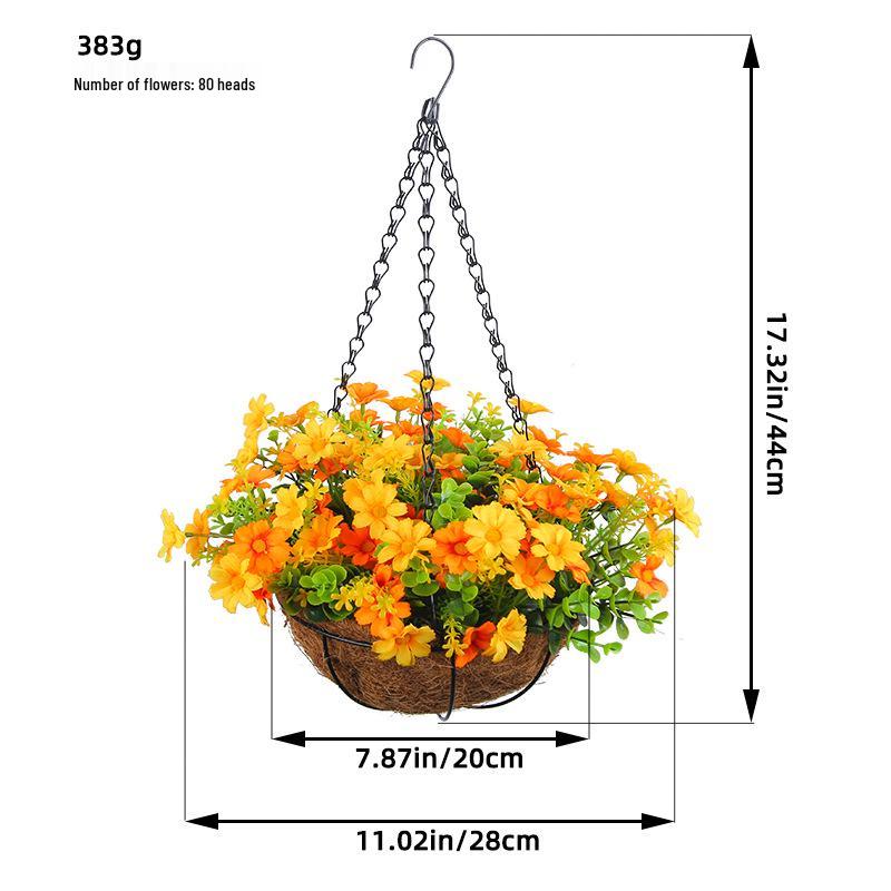 Frühlingsblumen-Hängekorb mit Schleife - Kranz Heimdekoration