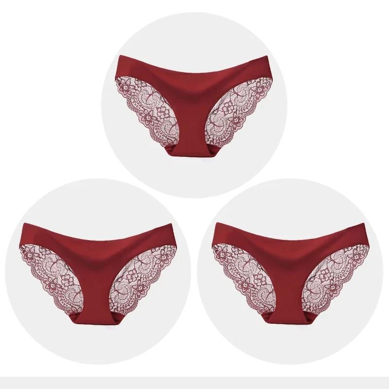 Women's Seamless Underwear Leopard Intimate Women Sexy Lace Black Floral Panties Seamless Panty 3 Pcs/set