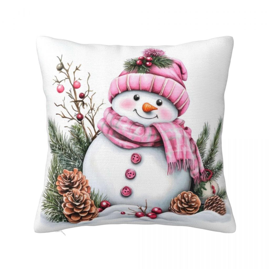 Christmas Snowman Pillow Case Cushion Cover Square Graphic Pillow Cover Kawaii Pillowcases For Sofa Home Decorative