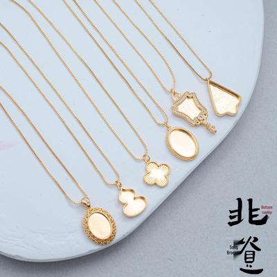 18K Gold-Plated Gourd Brocade Necklace Holder with Lid - DIY Pendant Base