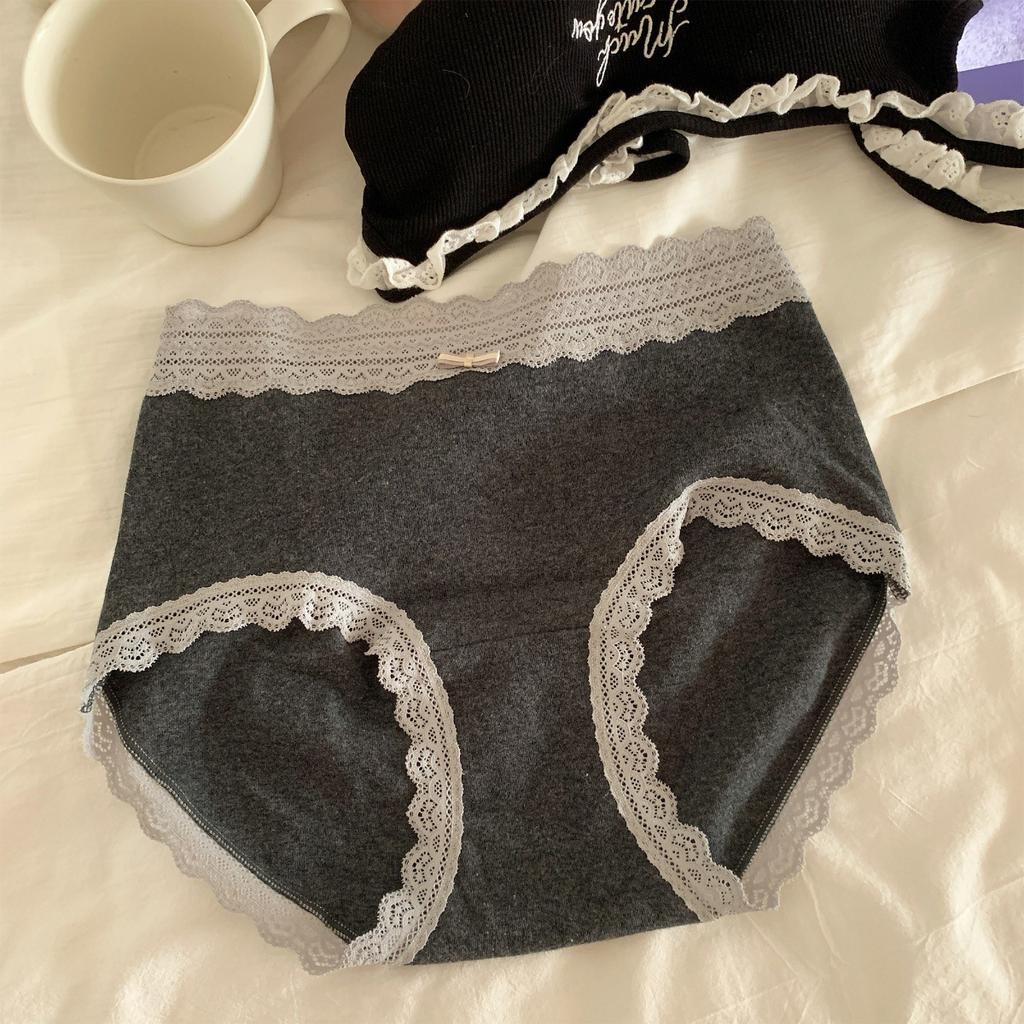 Women's Spring and Autumn Cotton Jacquard 10A Anti Bacterial Mid Waist Briefs