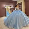 One Shoulder Wedding Dress Large Skirt Trailing Blue Sequin Evening Dress Bar Mitzvah Princess Dress