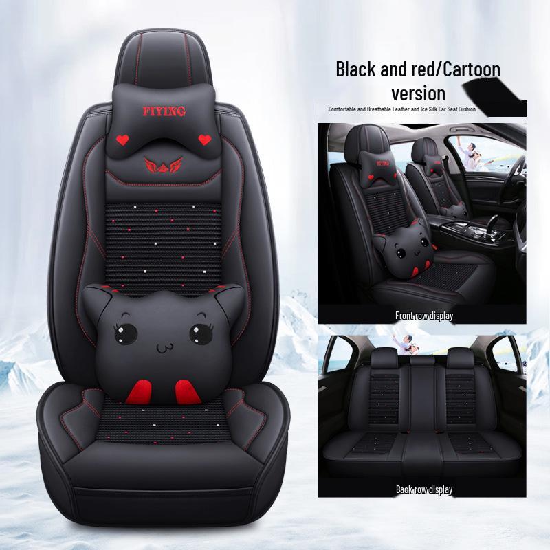 Universal Leather Cartoon Car Seat Covers for All Seasons - Compatible with Reina, MG, K3, K5, Elantra