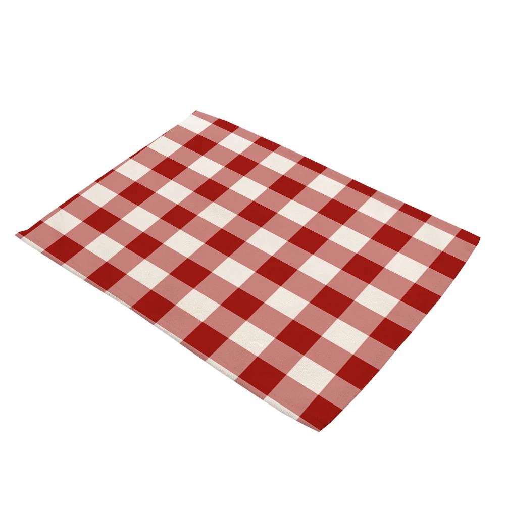 Classic Big Scotland Plaid Placemats Print Pink Khaki Navy Blue Grid Cup Pads Kitchen Dining Room Vintage Holiday Drink Coaster