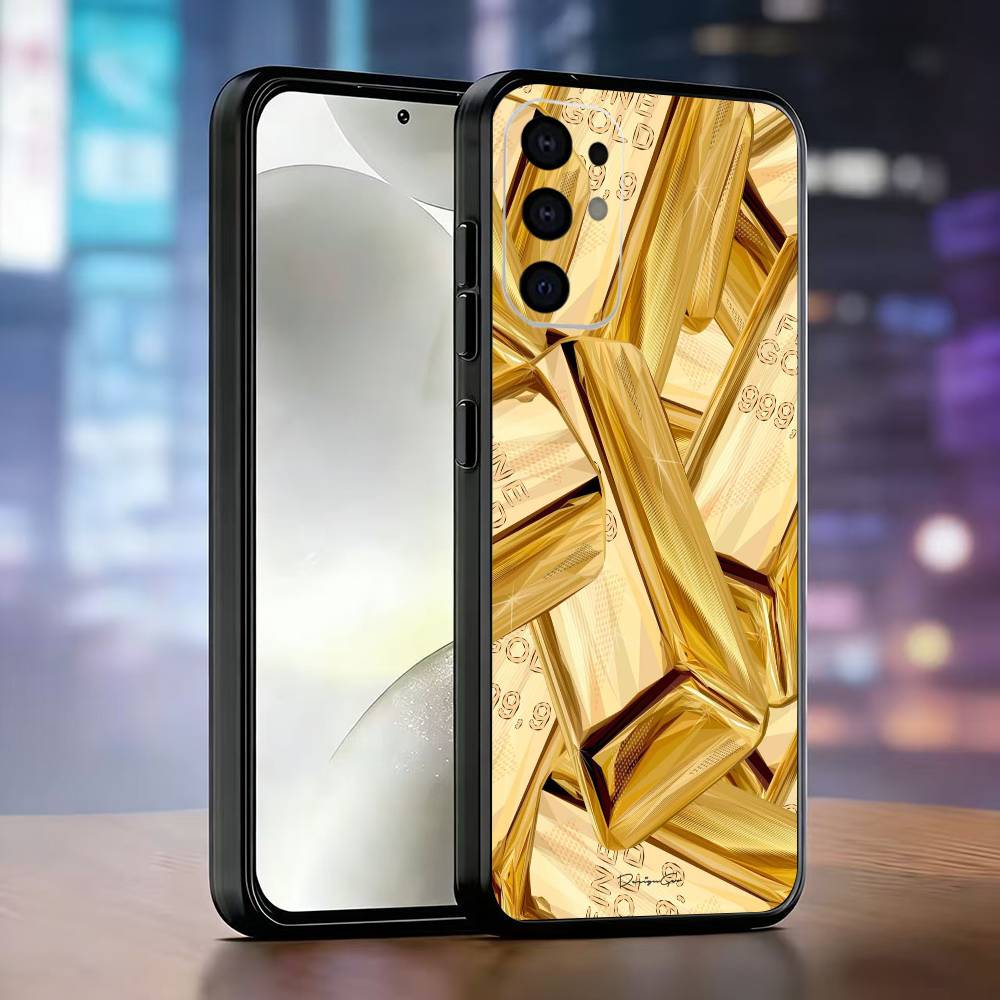 Money Gold Art Phone Case For Samsung S25,S24,S21,S22,S23,S30,Ultra,S20,Plus,Fe,Lite,Note,10,Black Cover