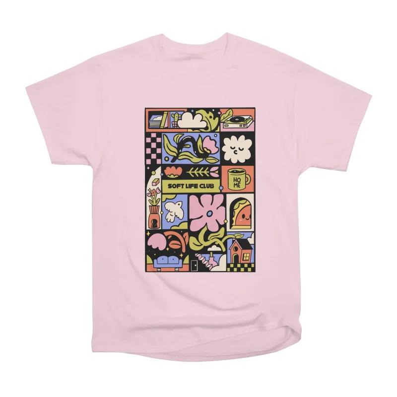 

Men Casual Shirts Short Sleeves SOFT LIFE CLUB Pink Tees Oversized T-shirts XXXL рожевий