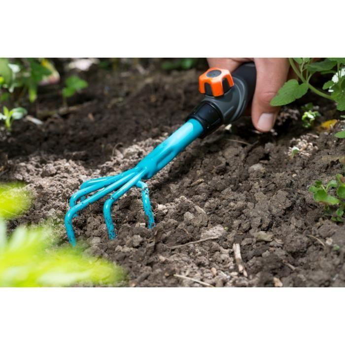 Griffe à fleurs gardena combisystem® - 3 dents - acier inoxydable - outil pour ameublir et aérer le sol