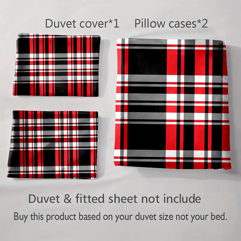 Bold Plaid Design. Bedding Duvet Cover Sets Duvet Covers Pillowcases Gifts (1 * Duvet Cover 2 * Pillowcases, Without Duvet Insert)