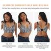 Plus Size Leopard Print Wireless Bra Push Up Back Support Full Cup Bra