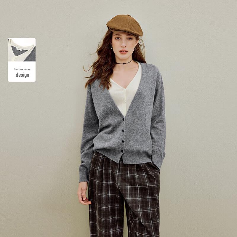 

Женский вязаный свитер INMAN с цветовыми блоками, имитирующий двойку, с V-образным вырезом M