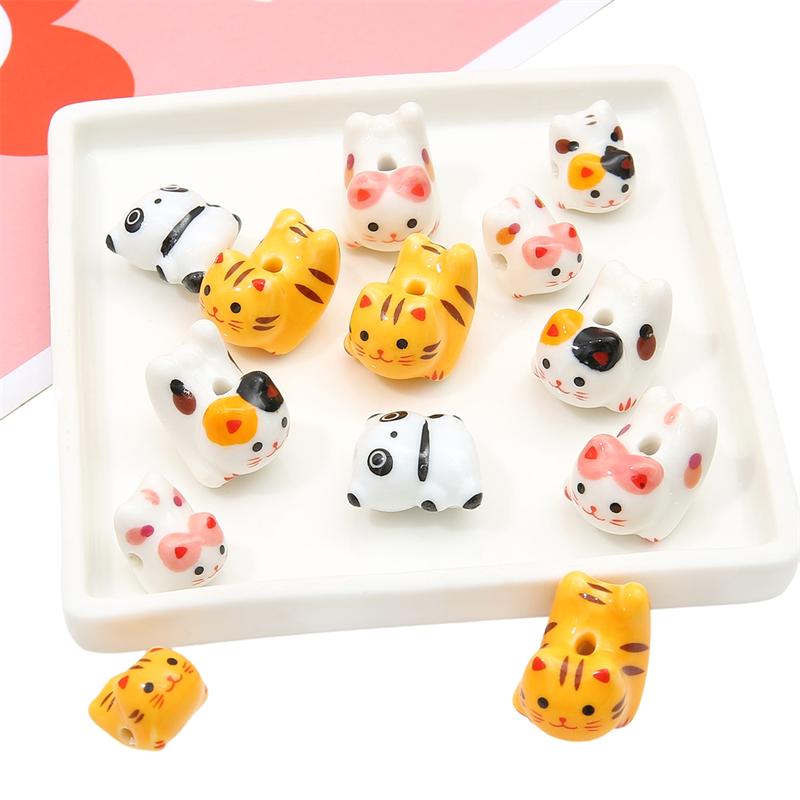 Ceramic Vertical Hole Hand-painted Beads Loose Spacer Charms for DIY Bracelet Necklace Jewelry Making Accessories