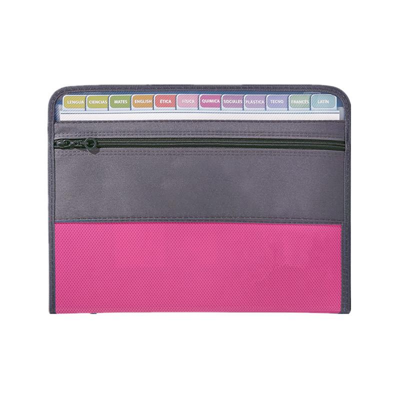 

New Accordion File Organizer With Safe Zipper 13 Pocket Expanding File Folder With Front Pencil Pouch School Office Supplies розовый