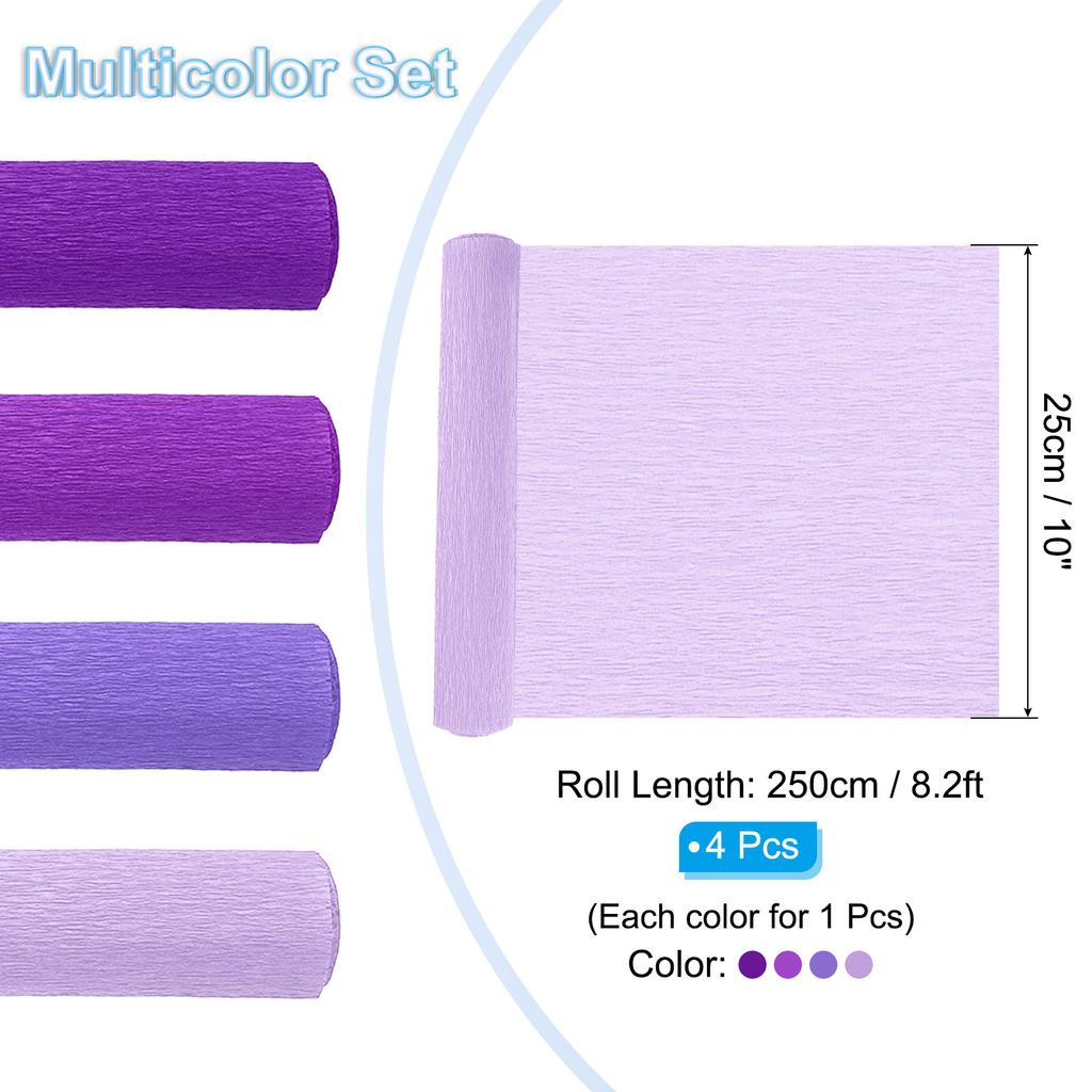 4/8 Rolle Krepppapierrolle Weiches Papier Luftschlangenblatt für Basteln Blumenmachen Verpacken Party Geburtstag Hochzeitsdekoration 4 Farben