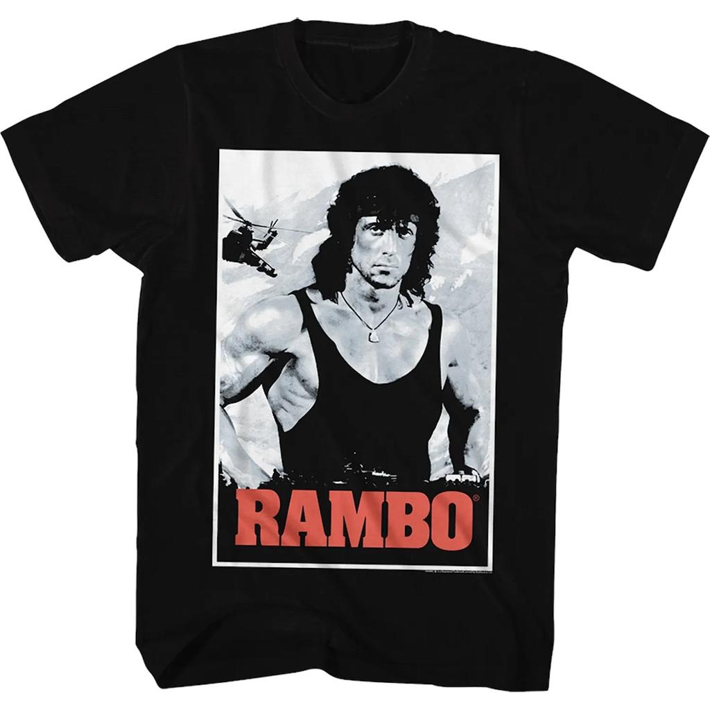LE 1982 První krev Rambo Stallone Retro klasický film co-branded tričko Pánský a dámský hip hop street music styl