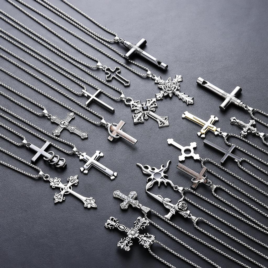 Kreuzkette Herren Titanstahl Nicht Verblassend Hochwertiges Gefühl Vielseitiges Persönlichkeitsdesign Sommer Accessoires Damen Trend Einfacher Schmuck