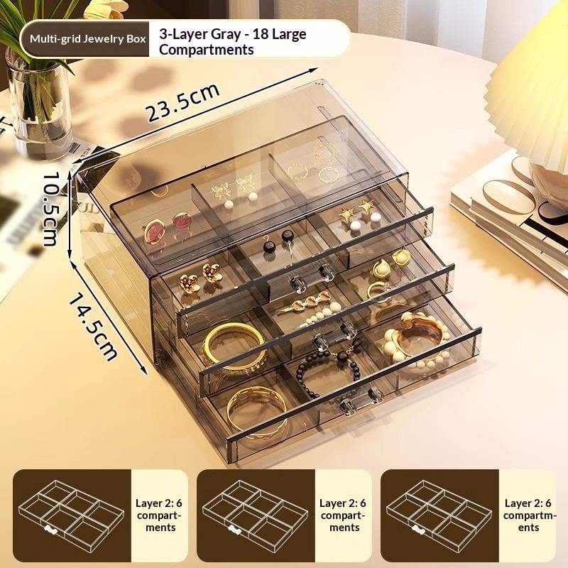 Jewelry Storage Box Large Capacity Earrings Earrings Necklace Earrings Bracelet Jewelry Box High-end Delicate Beaded Finishing Box