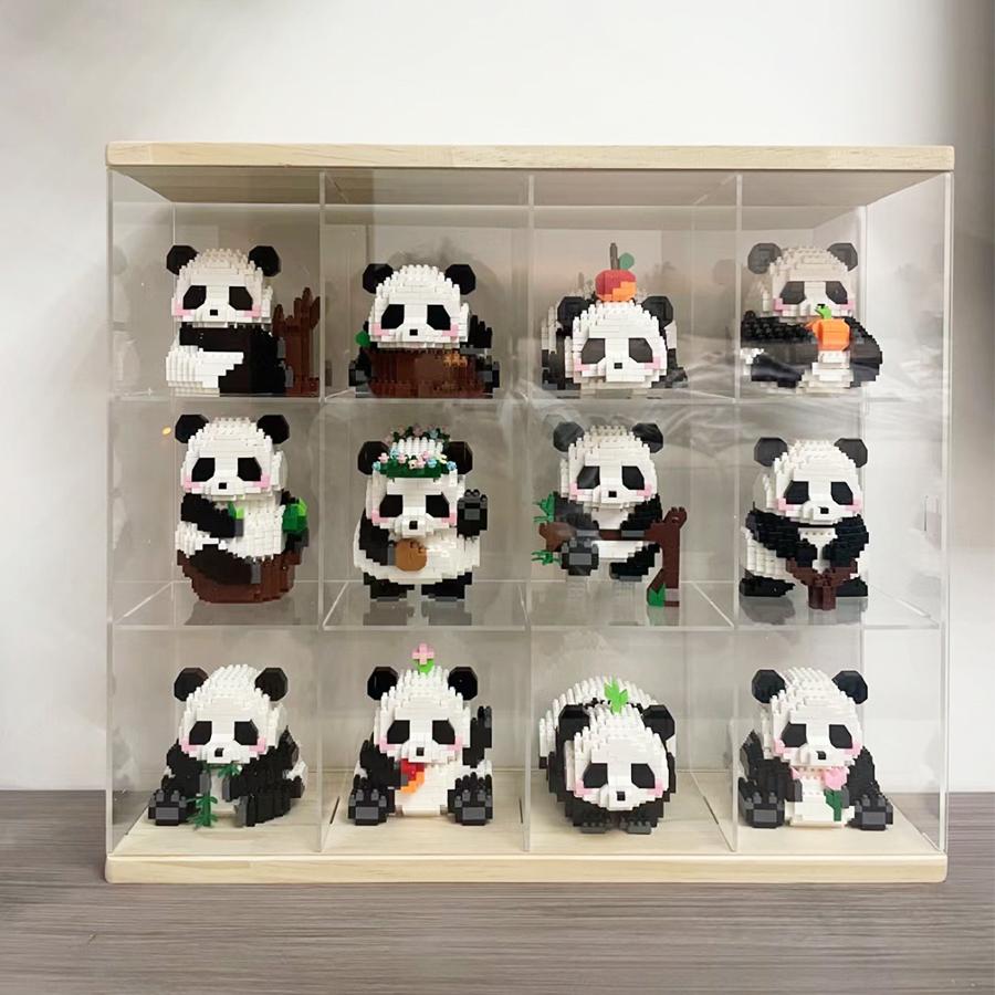 Kawaii Panda Series Micro Particle Building Block Creative Cute Animal DIY Assembled Models Bricks Toys For Kids Birthday Gifts