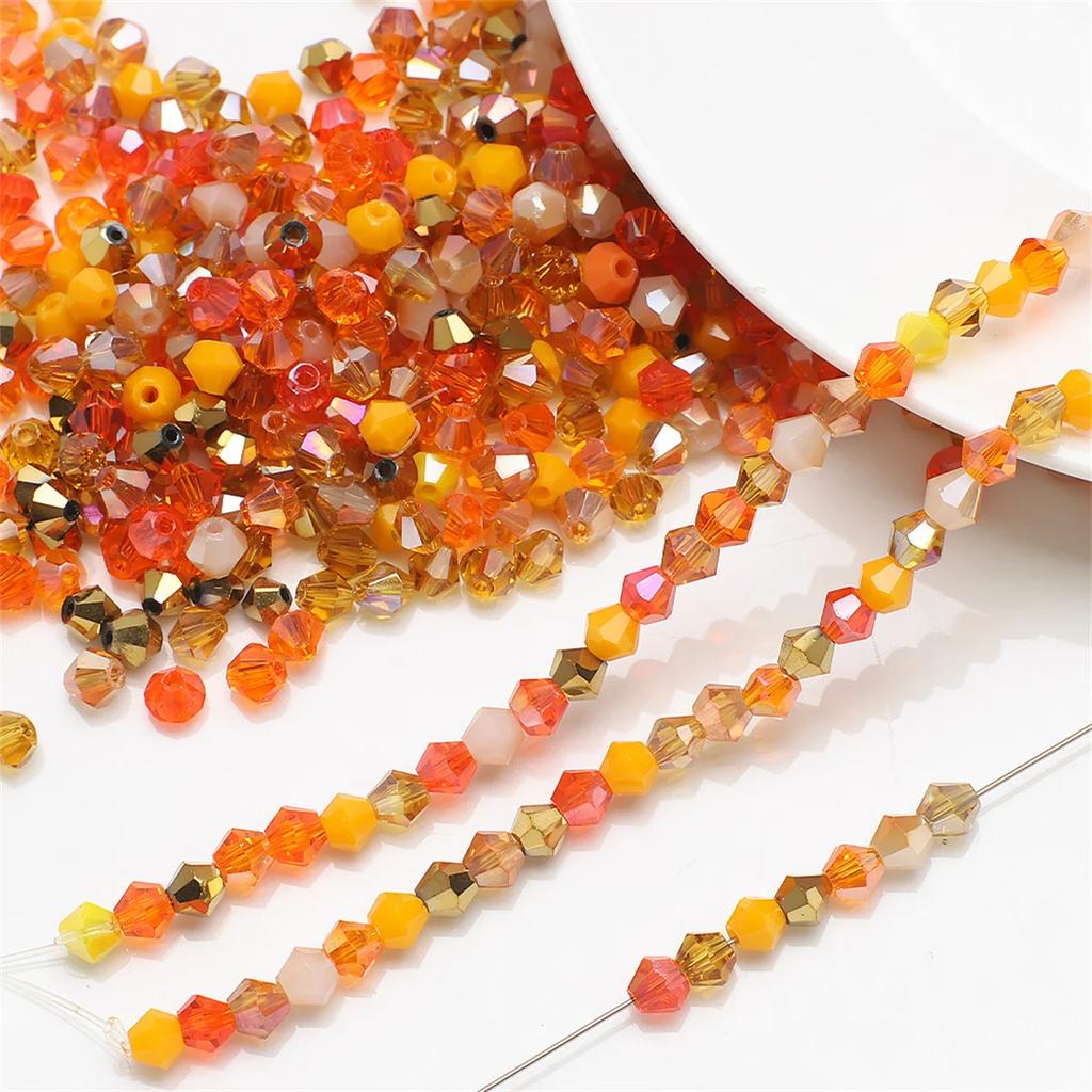 TX20 4mm 200pcs Series Irregular Color Series Faceted Glass Bead Handmade Bicone Beads Making Shiny DIY Bracelet Charm Necklace