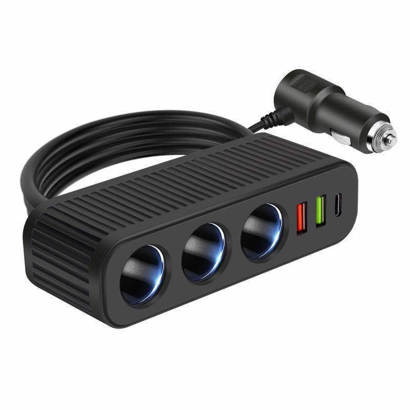 120W Dual USB + PD 30W Schnell-Autoladegerät: Ein-zu-Drei Zigarettenanzünderadapter mit intelligentem Multifunktionsladen.