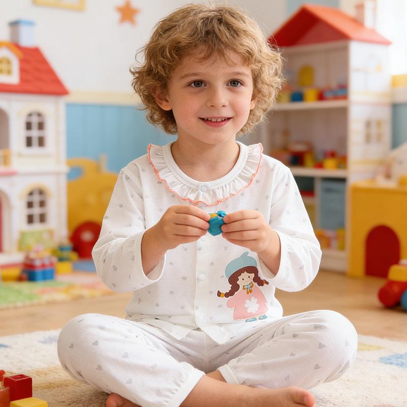 Kids' Spring/Autumn Pajamas: Lyocell Two-Piece Set for Boys & Girls - Lightweight Top & Pants