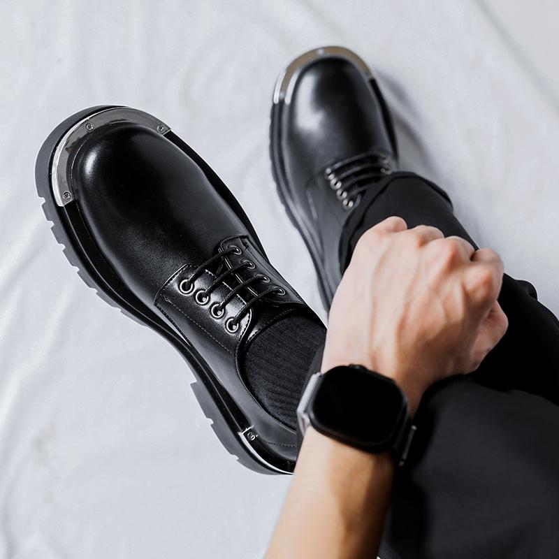 Fashion Outdoor Safety Walking Footwear Leather Wear-resisting Work Shoes Handmade New Casual Oxford Shoes Lace Up Thick Bottom Shoes